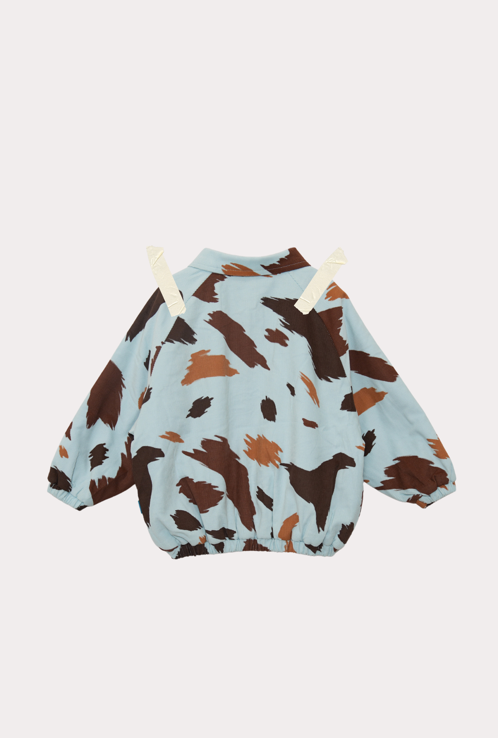 back of cow print kids jacket in milky way on blue corduroy base — Seffi Jacket by From Y To Z